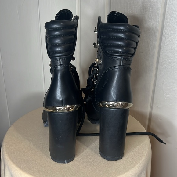 DKNY Womens Lenni Black Block Heel Dressy Almond Toe Ankle Boots Shoes - Picture 3 of 11